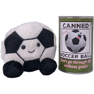 Canned Soccer Ball - Plush Sports Gift in Can w/Jokes: Pop Top + Plastic Lid & Shrink Band