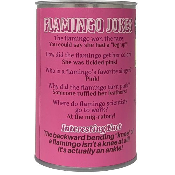Rosy the Canned Flamingo w/Jokes - Eco-Friendly Recycled: Pop Top Lid
