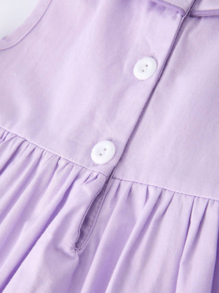 Floral Embroidered Girl Dress with Lavender Peter Pan Collar: 6