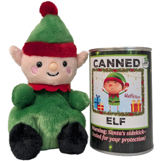 Canned Elf | Christmas Plush in a Can w/Jokes | Magical: Pop Top + Plastic Lid & Shrink Band