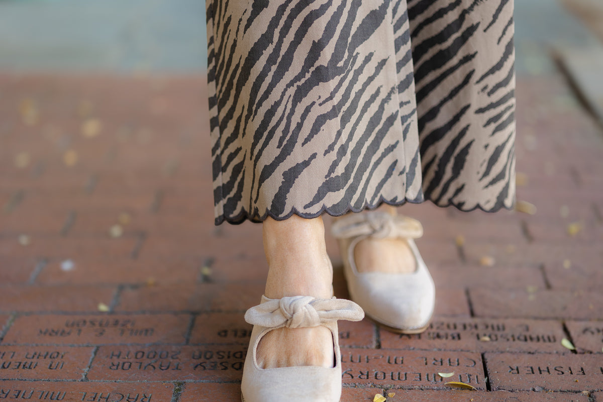 Taupe and Brown Zebra Scallop Pants