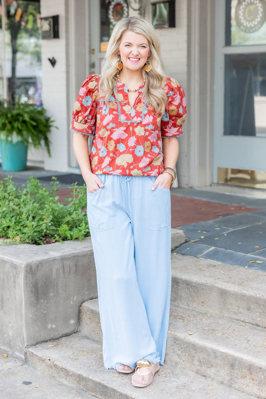 Brick and Floral Top