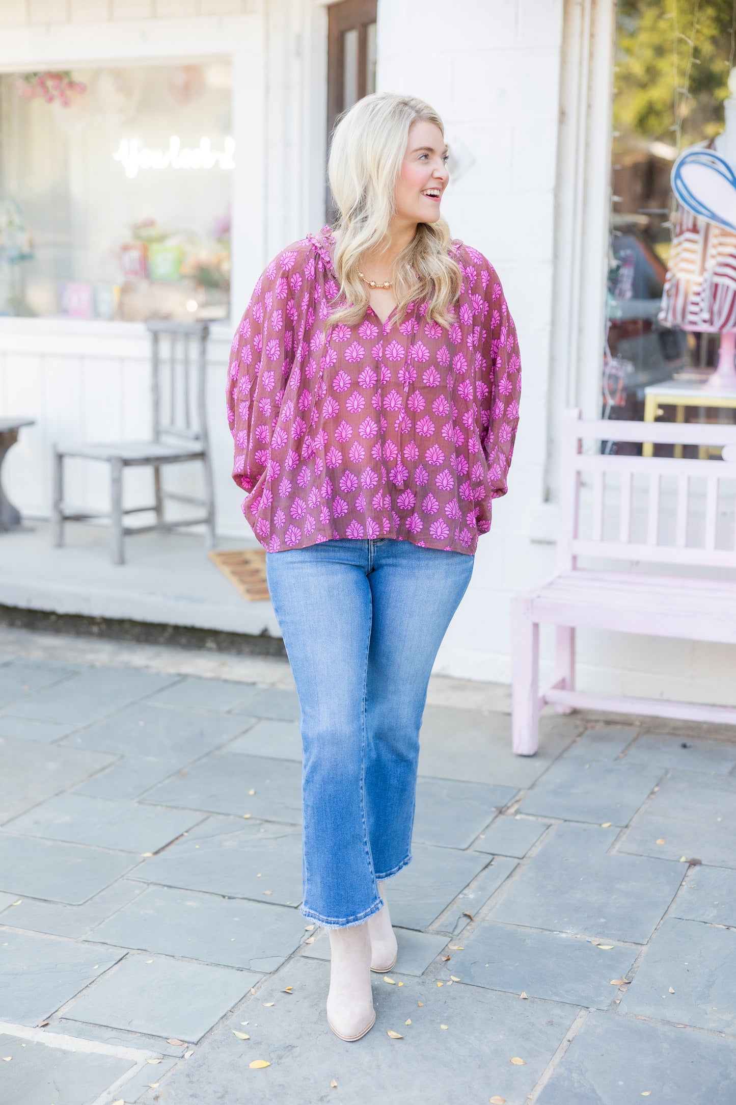 Brown and Pink Mix Top