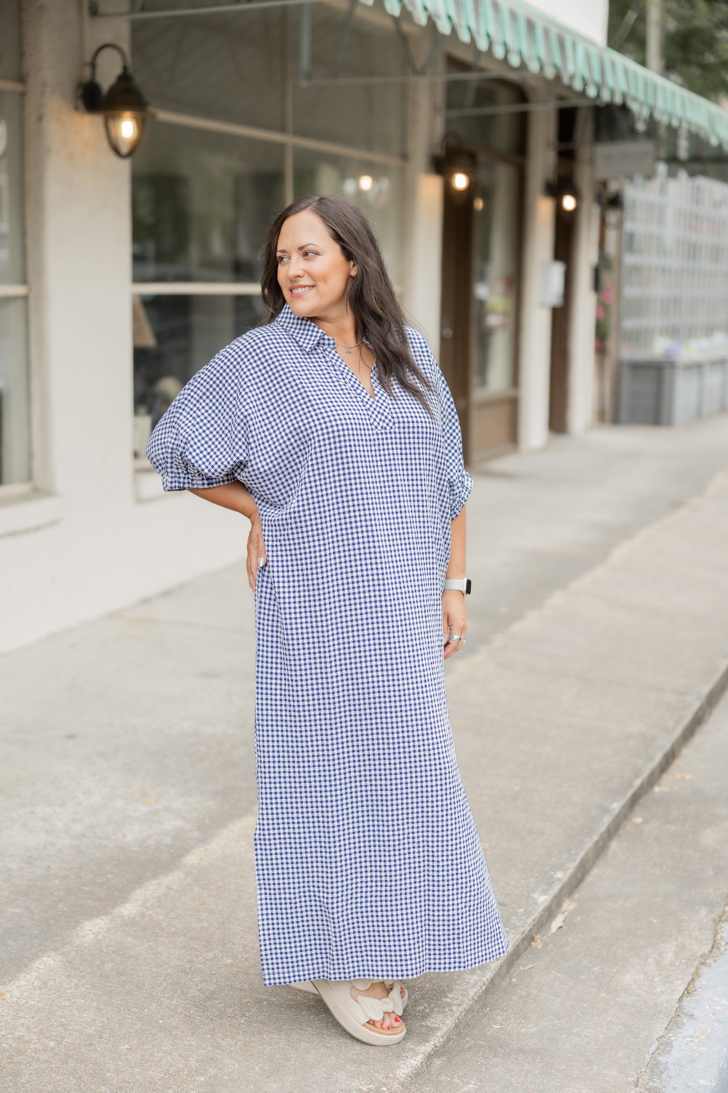Navy Checkered Maxi