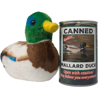 Waddles the Canned Mallard Duck -  Gift w/ Sound: Pop Top + Plastic Lid & Shrink Band