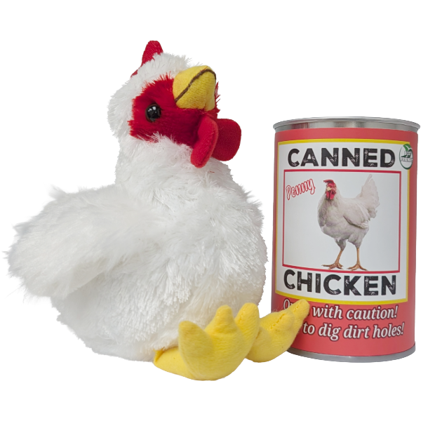 Canned Chicken | Farm Animal Plush w/Jokes | Unique Gift: Pop Top Lid