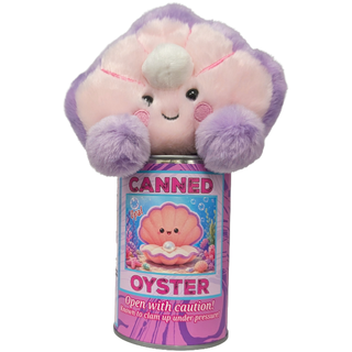 Canned Oyster | Coastal Gift | Plush in Can w/Jokes: Pop Top + Plastic Lid & Shrink Band