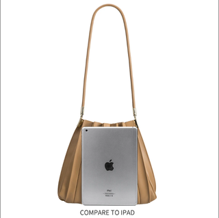 Carrie Taupe Pleated Vegan Lthr Shoulder Bag