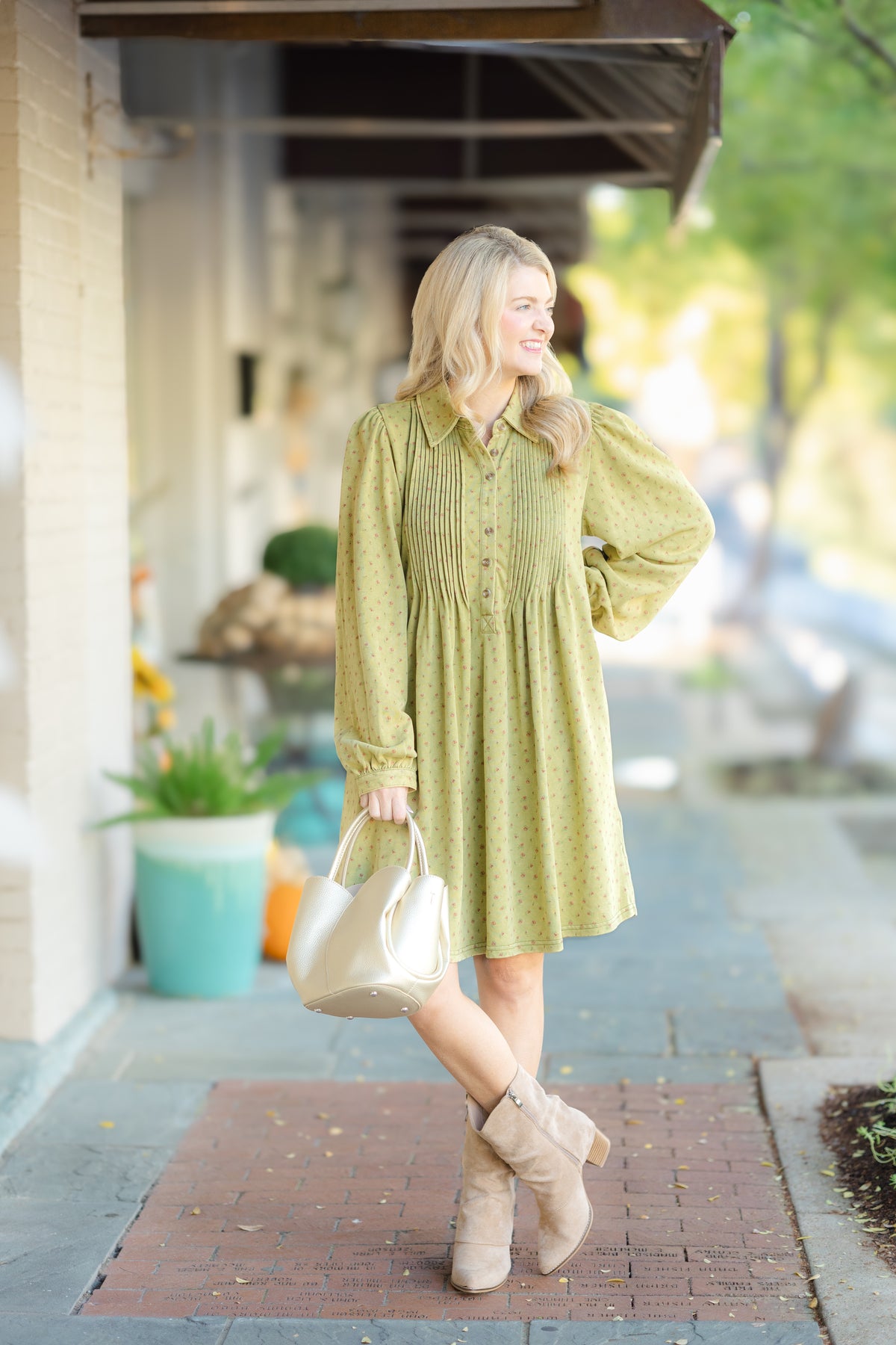Fall Print Suede Mix Dress