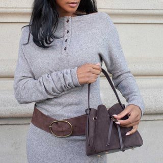 Laguna Mini Sage Recycled Vegan Suede Top Handle Bag