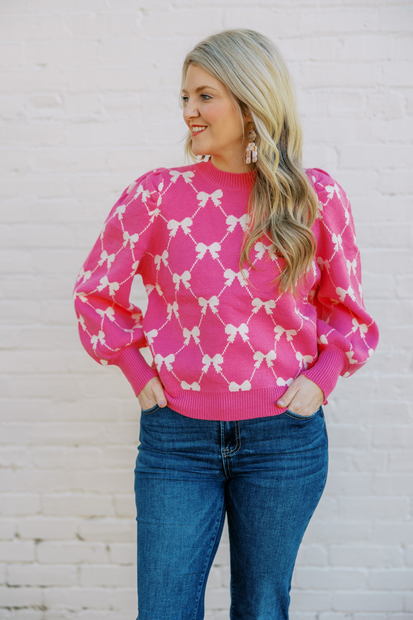 Hot Pink bow Sweater