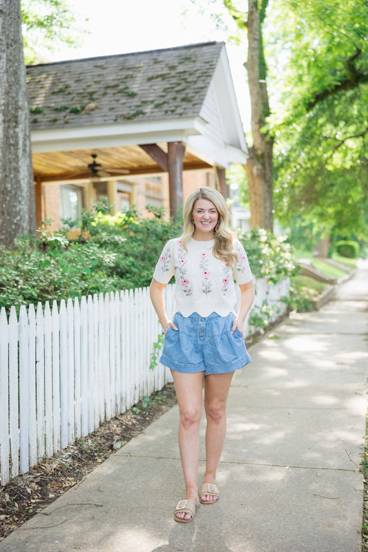 Scallop Floral Top