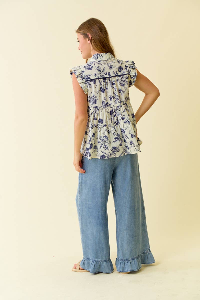 Denim Wide Leg Pants