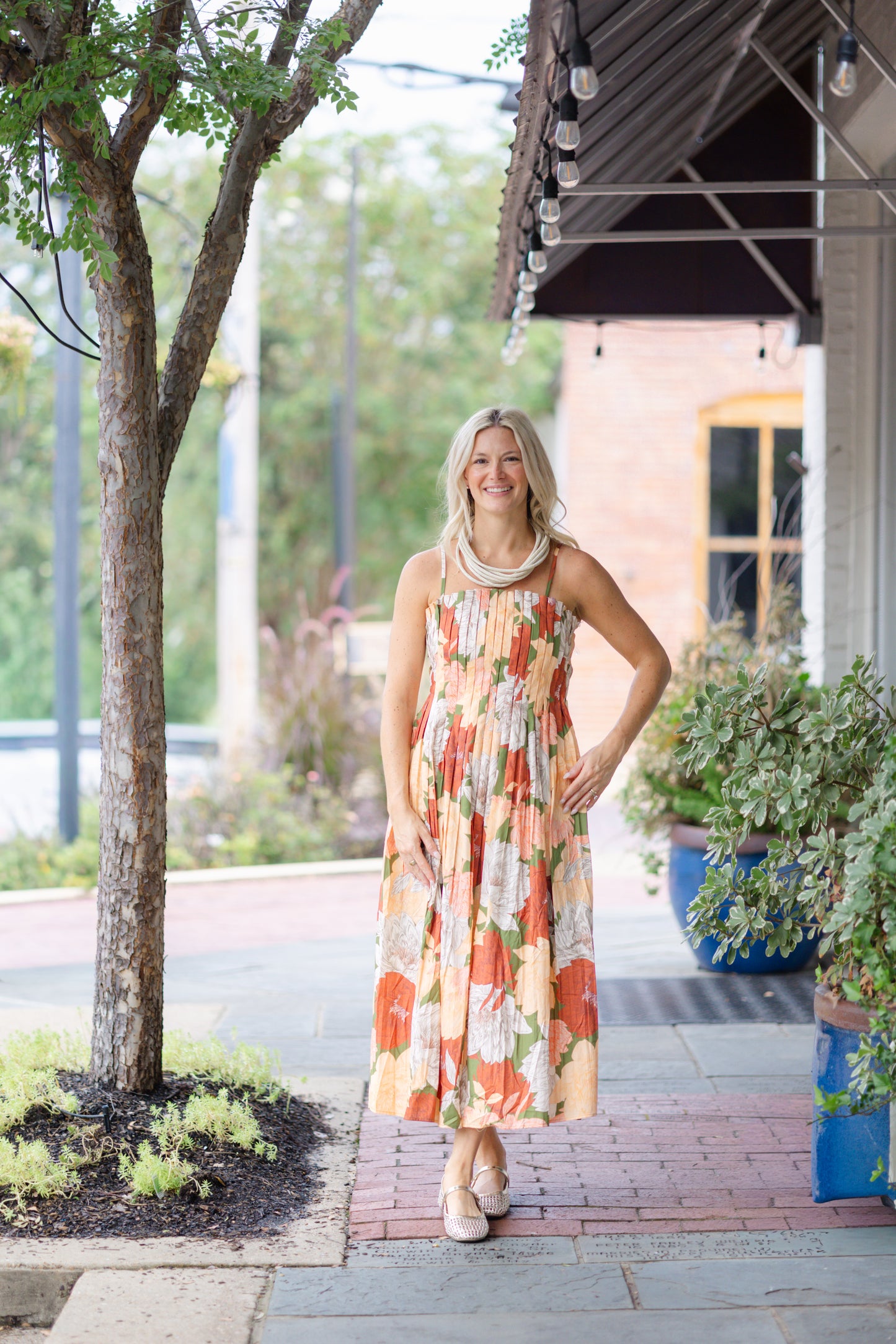 Floral Pleated Midi Dress