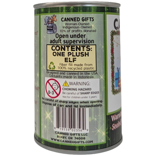Canned Elf | Christmas Plush in a Can w/Jokes | Magical: Pop Top + Plastic Lid & Shrink Band