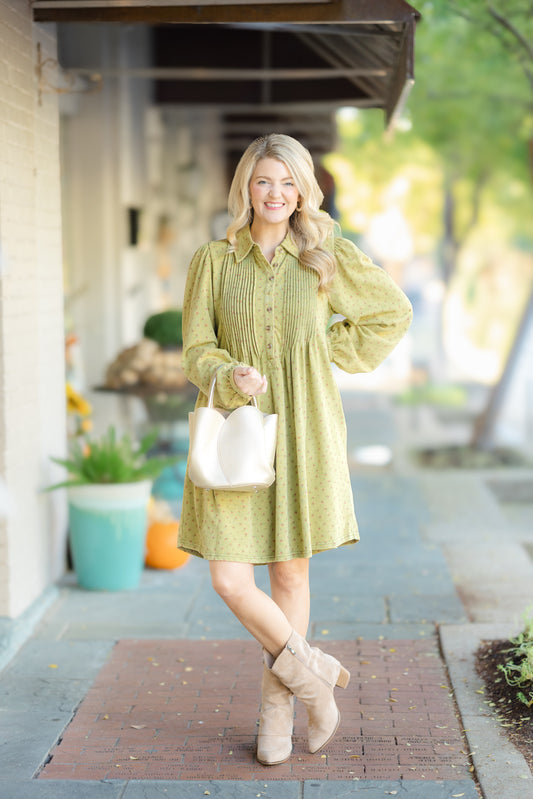 Fall Print Suede Mix Dress