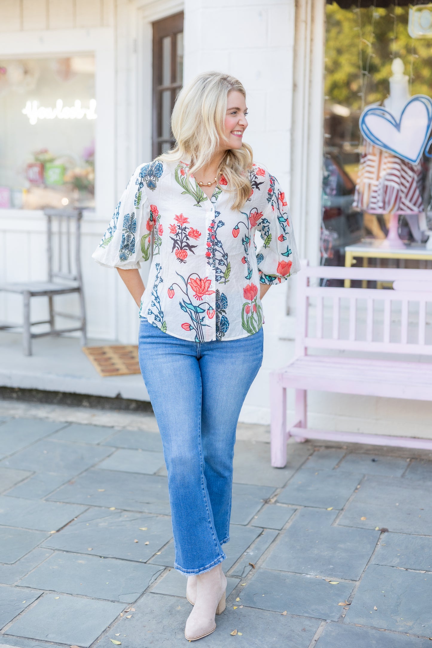 Gather Around top- White