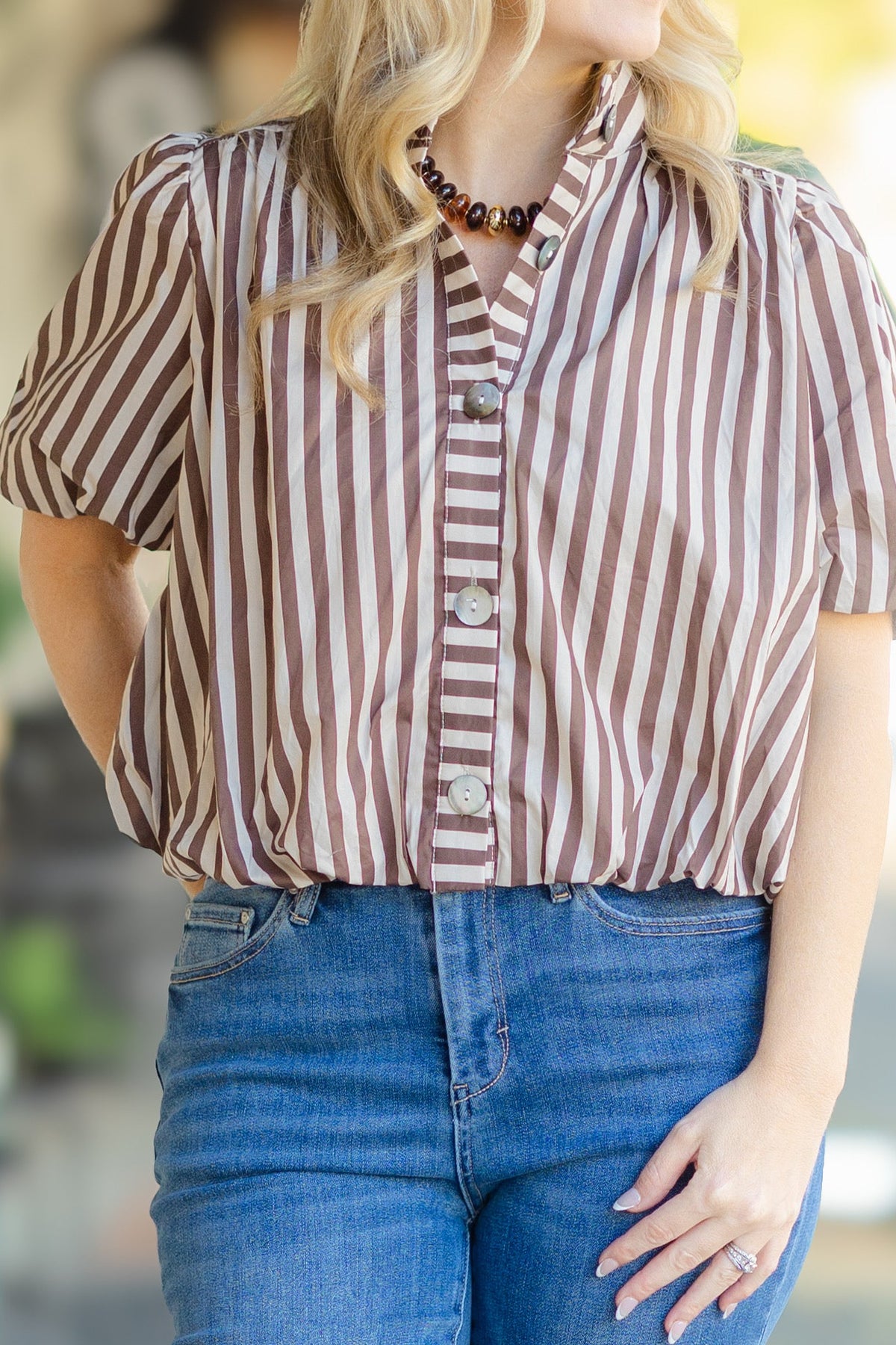 Stripe Bubble Hem Top