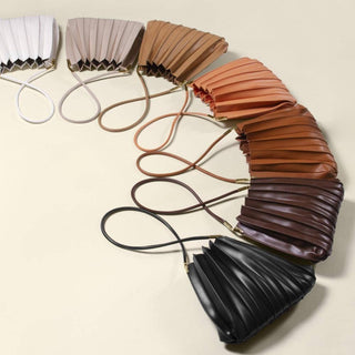 Carrie Taupe Pleated Vegan Lthr Shoulder Bag