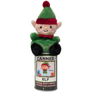 Canned Elf | Christmas Plush in a Can w/Jokes | Magical: Pop Top + Plastic Lid & Shrink Band
