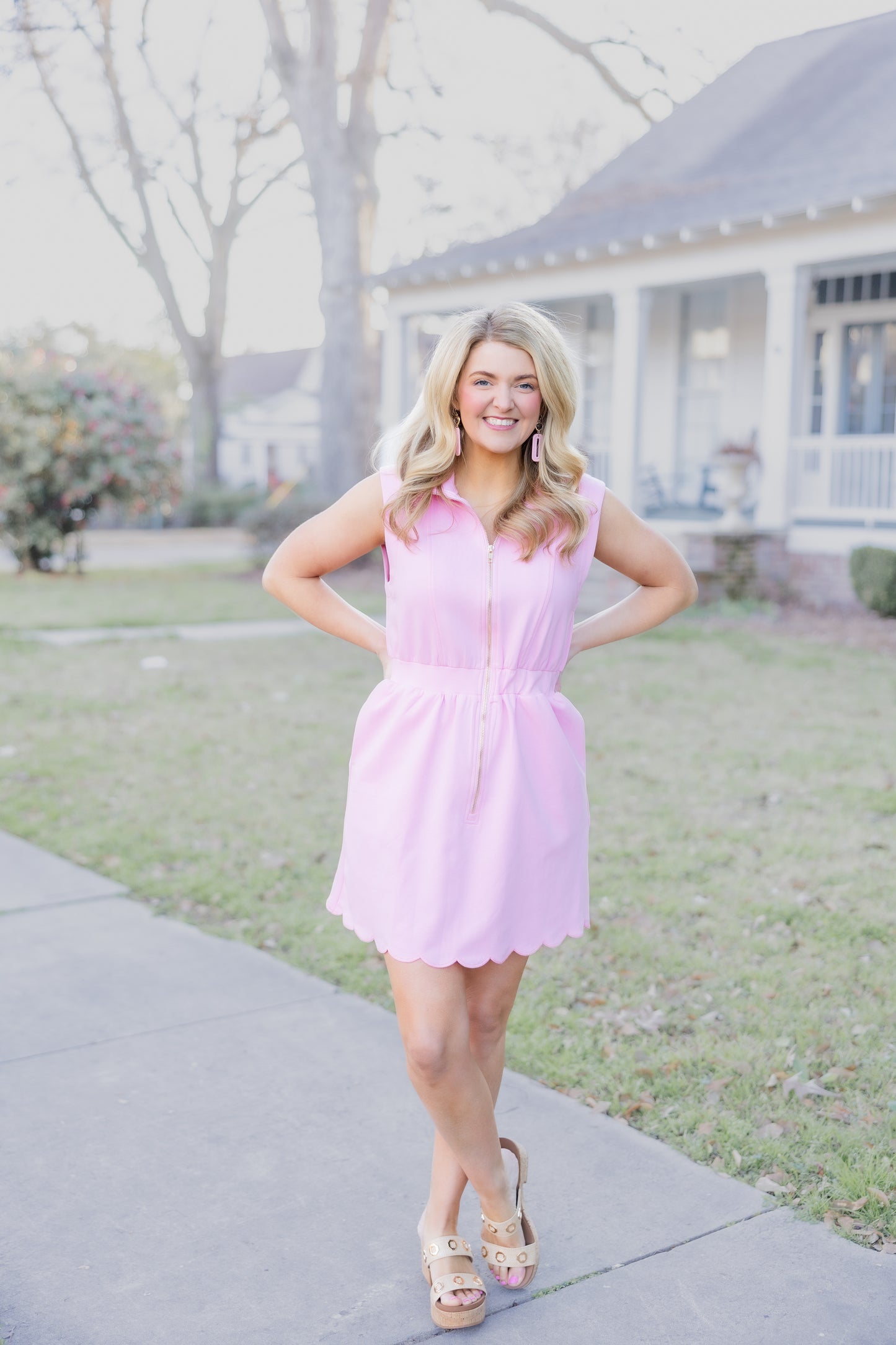 Scallop Perfection Dress- Pink or Green