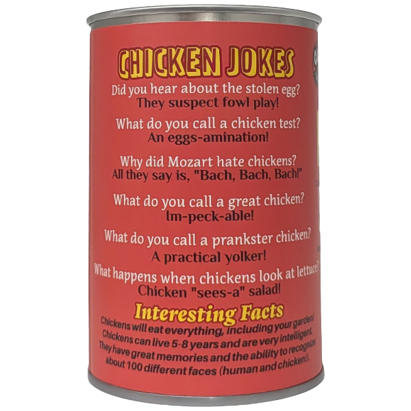 Canned Chicken | Farm Animal Plush w/Jokes | Unique Gift: Pop Top Lid