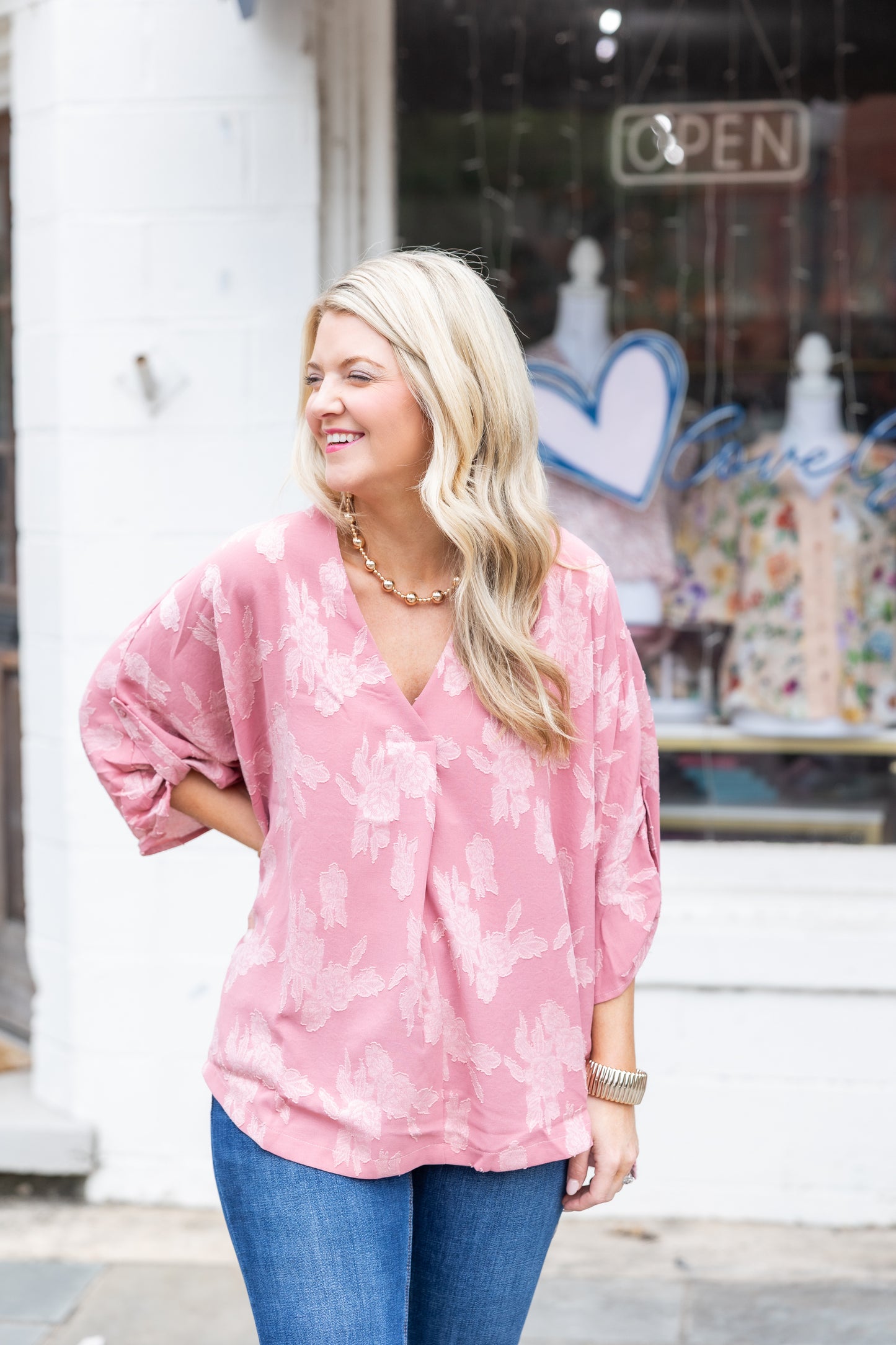 Rose Burn Out Blouse