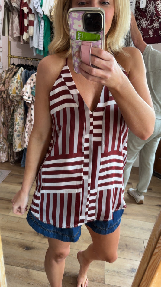 Maroon and White Tank