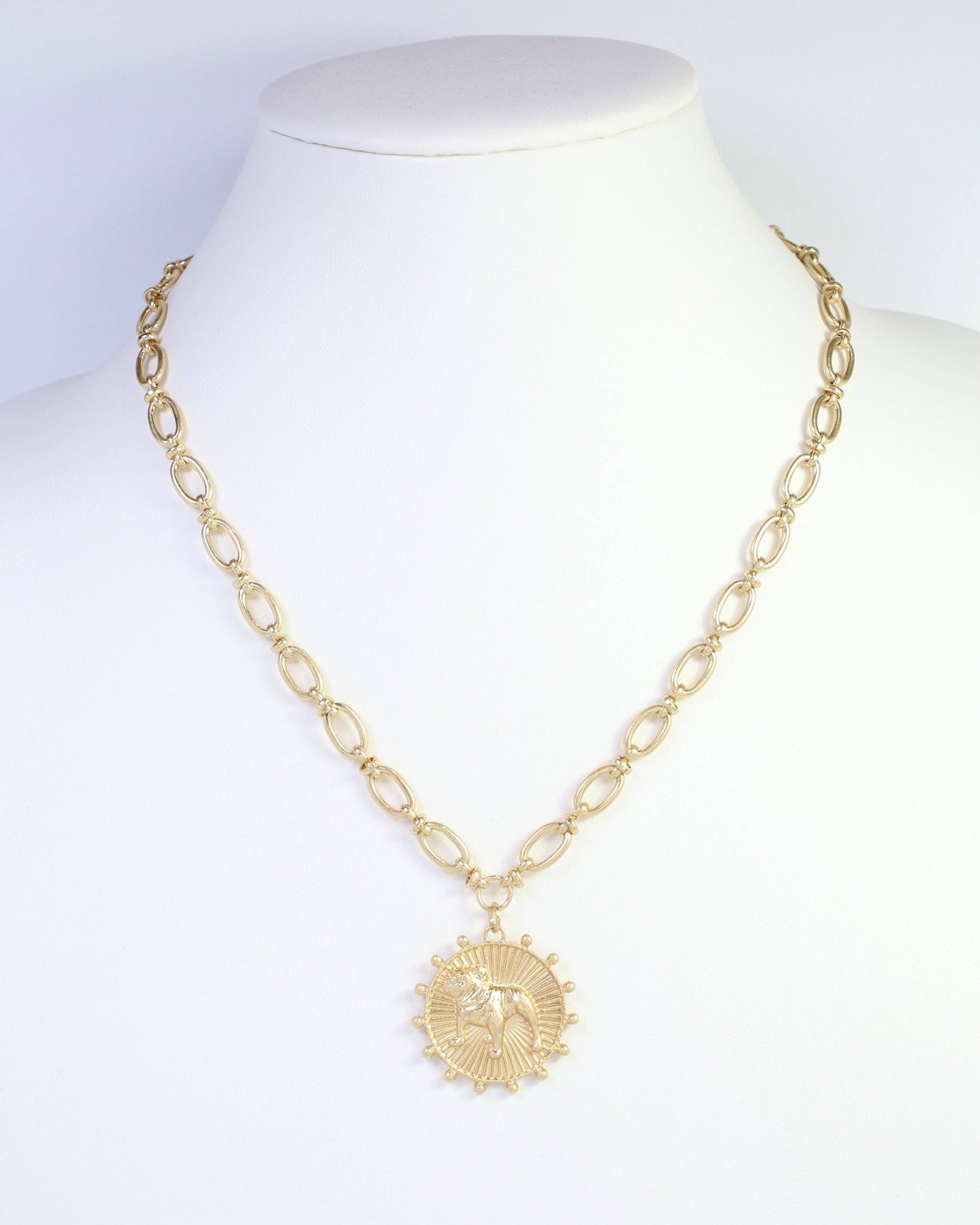 Carmen Coin Necklace Standing Dog Worn Gold