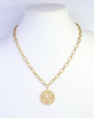 Carmen Coin Necklace Standing Dog Worn Gold