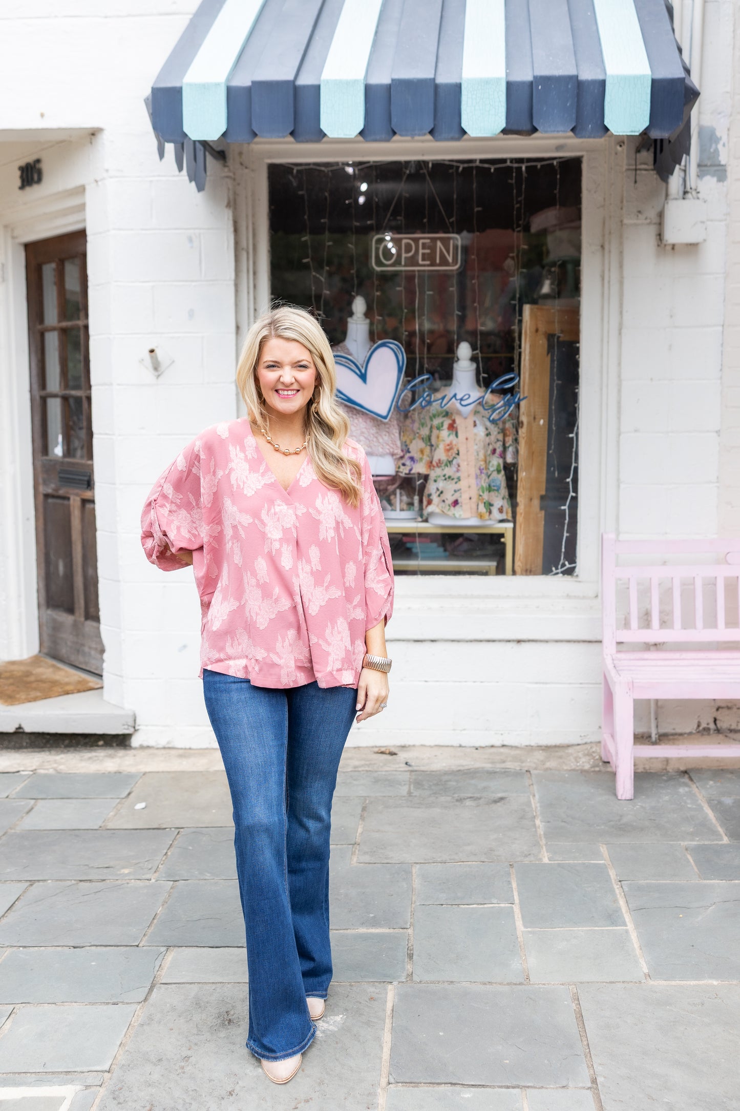 Rose Burn Out Blouse