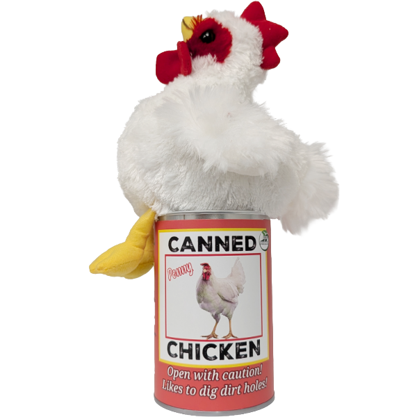 Canned Chicken | Farm Animal Plush w/Jokes | Unique Gift: Pop Top Lid
