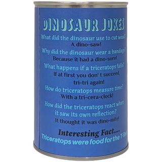 Spike the Canned Triceratops Dinosaur Plush w/Funny Jokes: Pop Top + Plastic Lid & Shrink Band