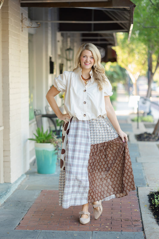 Multi Printed Maxi Skirt