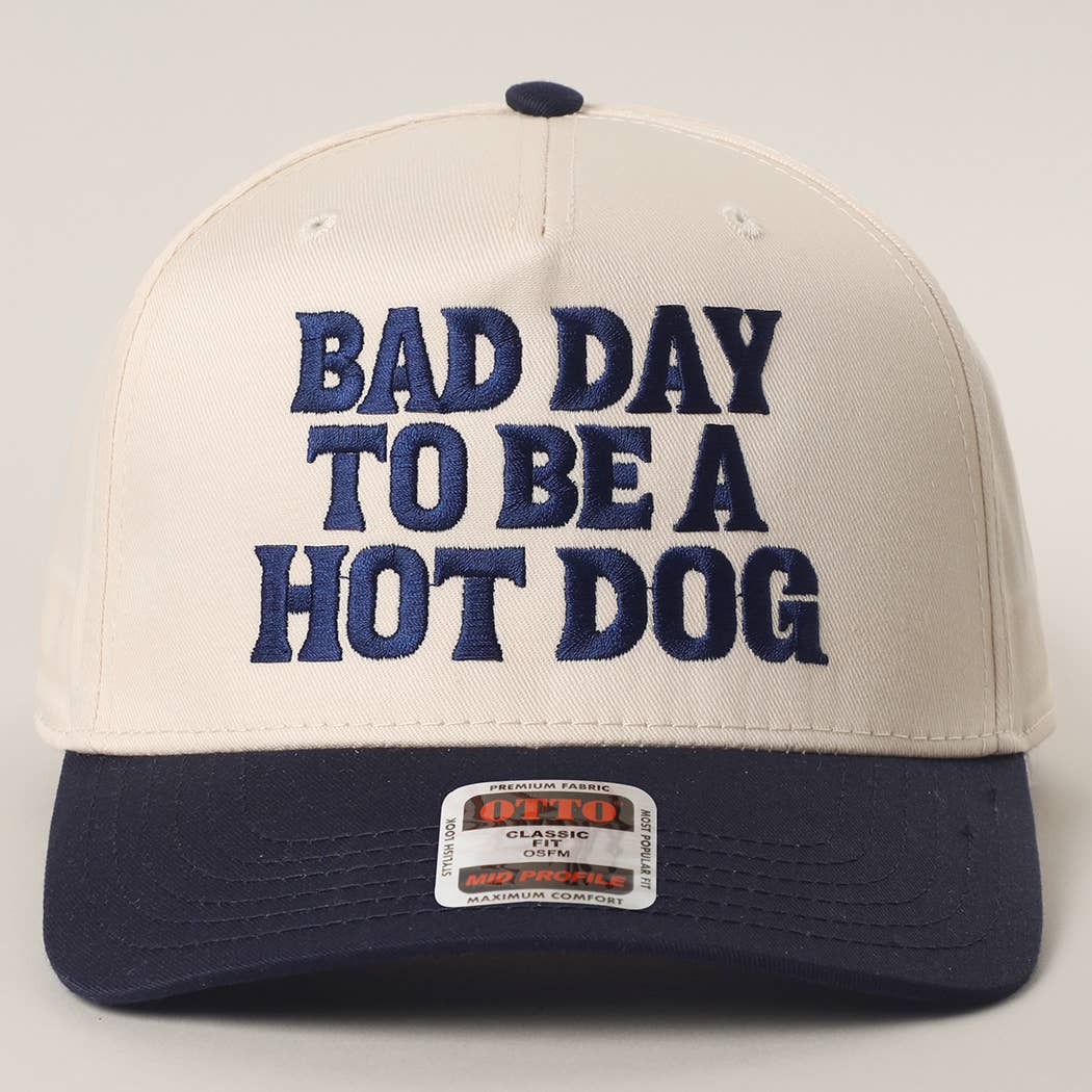 BAD DAY TO BE A HOT DOG Embroidered Trucker Hat : RED/NATL / One Size