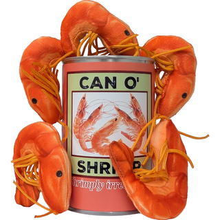 Can O' Shrimp - EcoFriendly Plush Gift for Fishermen w/Jokes: Pop Top + Plastic Lid & Shrink Band