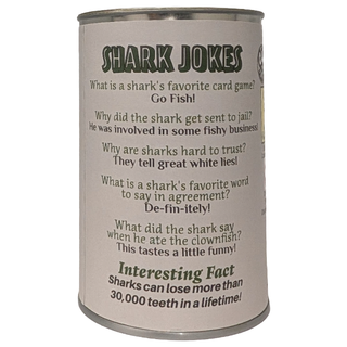 Canned Shark | Stuffed Animal Plush w/Jokes | Unique Gift: Pop Top Lid