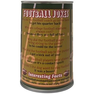 Canned Football | Stuffed Sports Plush in a Can w/Jokes: Pop Top + Plastic Lid & Shrink Band