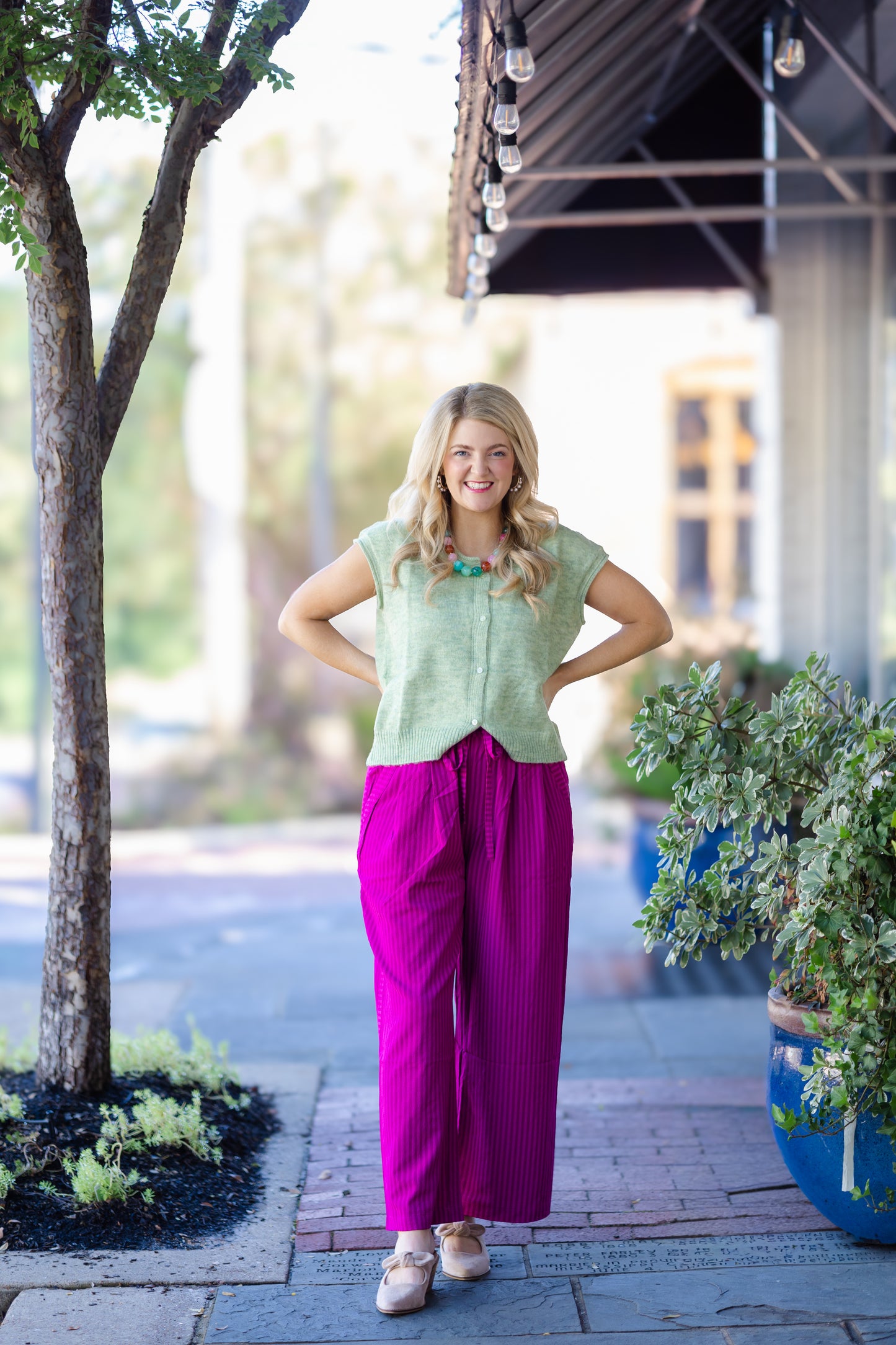 Magenta Stripe Pant