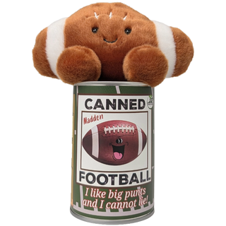 Canned Football | Stuffed Sports Plush in a Can w/Jokes: Pop Top + Plastic Lid & Shrink Band
