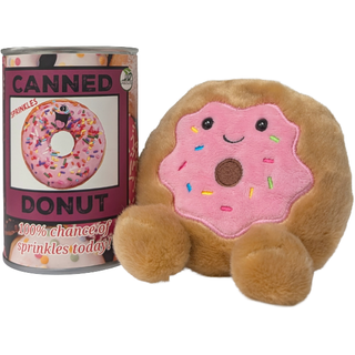 Sprinkles the Canned Donut - Eco-Friendly Plush w/Jokes: Pop Top + Plastic Lid & Shrink Band