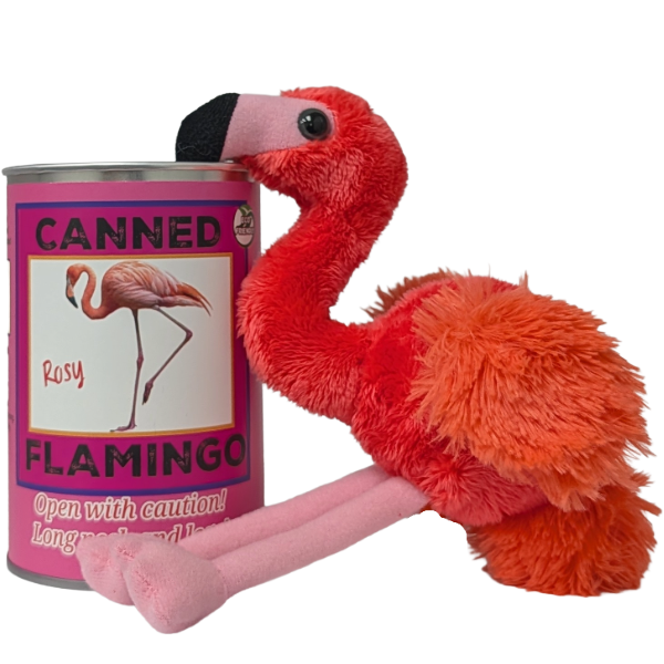 Rosy the Canned Flamingo w/Jokes - Eco-Friendly Recycled: Pop Top Lid