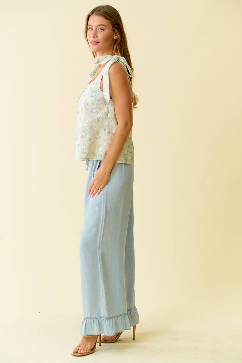 Denim Wide Leg Pants