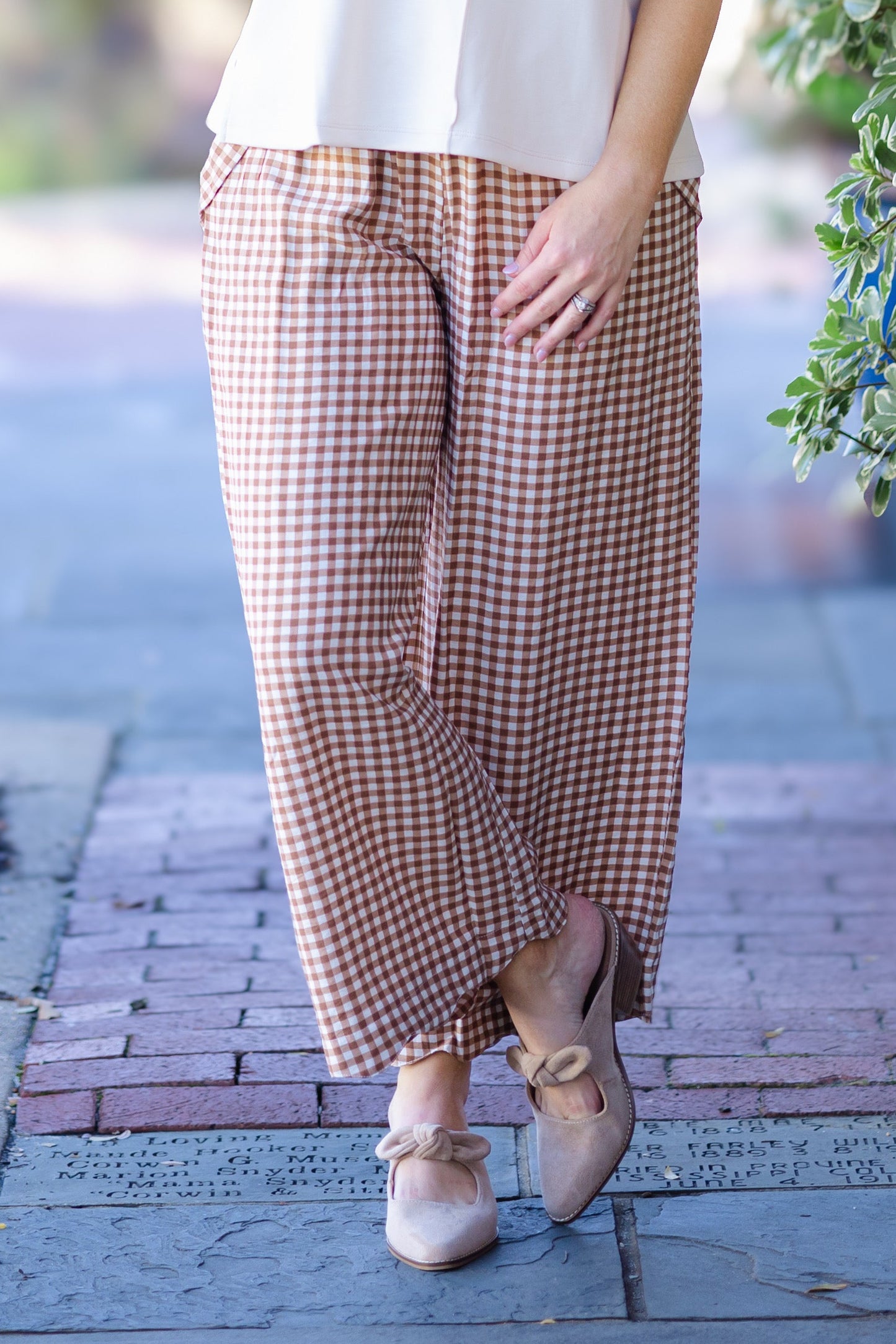 Scallop Trim Gingham Pant