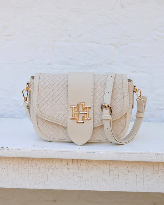 Griffin Crossbody Bag Woven Almond: Default