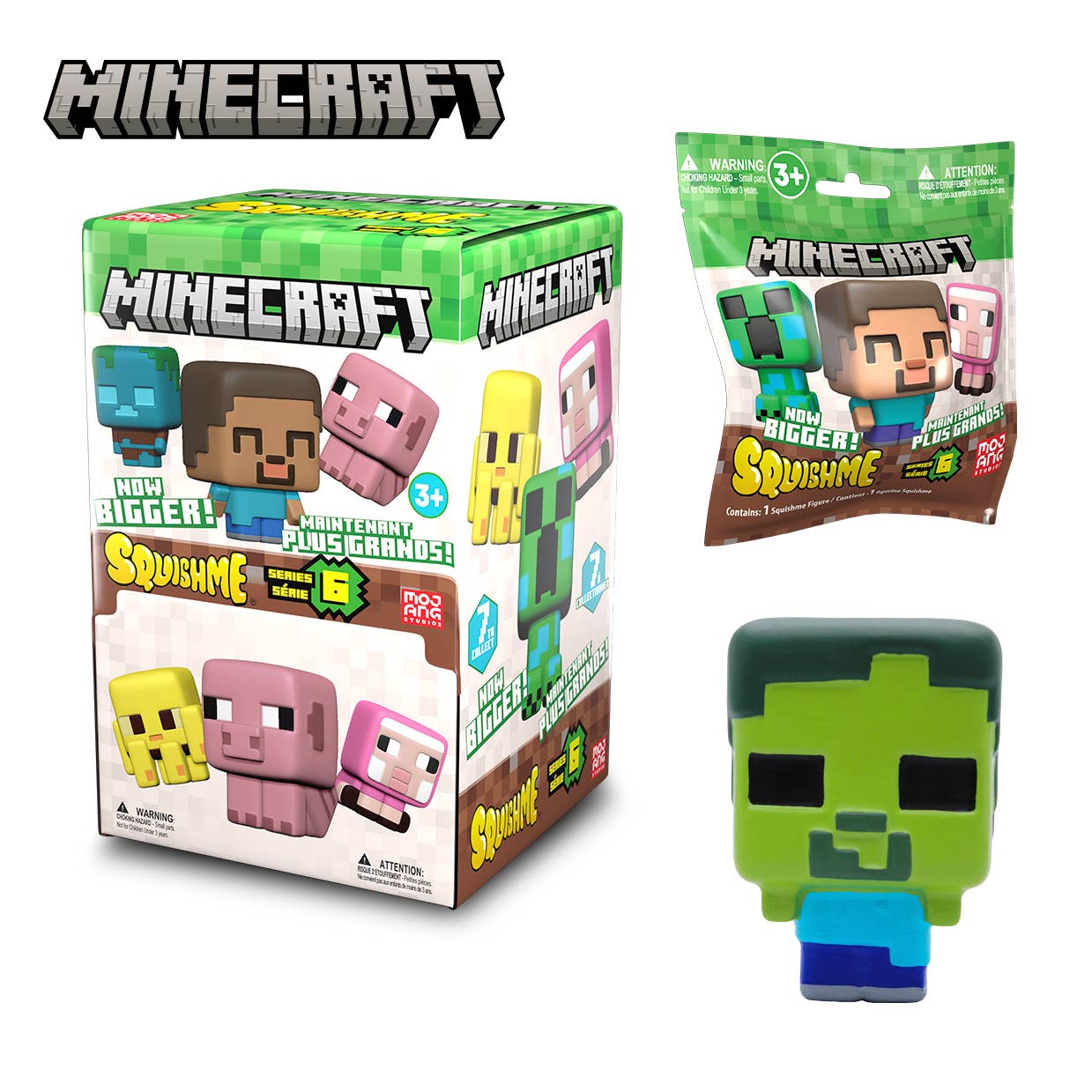 Minecraft 3.5" Bigger SquishMe Scented Figures in Display