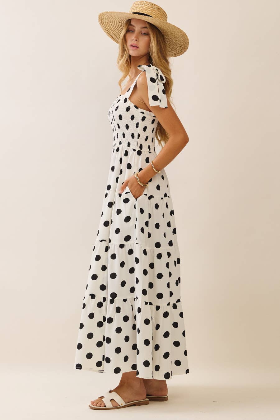 Tiered Midi Dress with Smocked Top