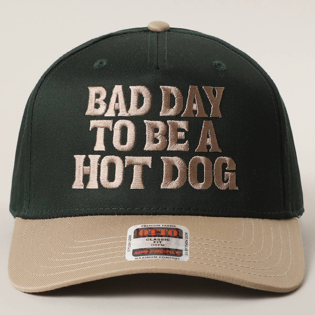 BAD DAY TO BE A HOT DOG Embroidered Trucker Hat : RED/NATL / One Size
