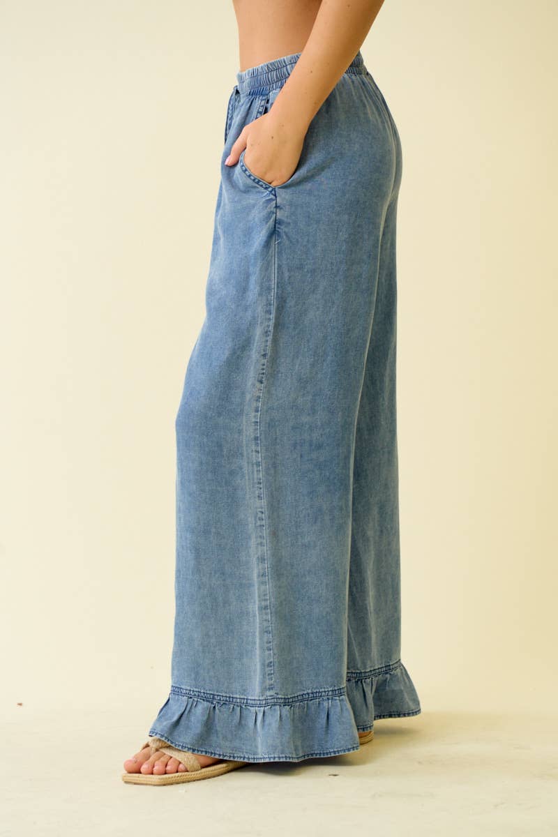 Denim Wide Leg Pants