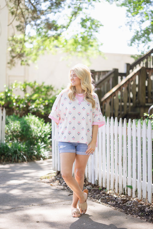 Printed Pink Top